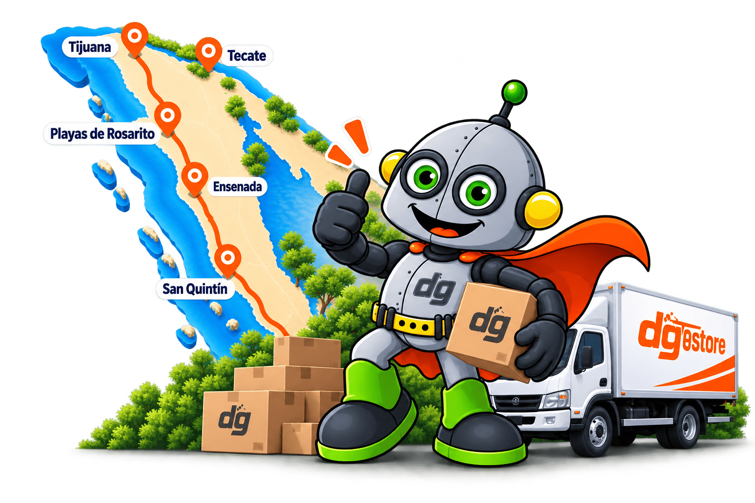 Cobertura de rutas DGstore en Baja California